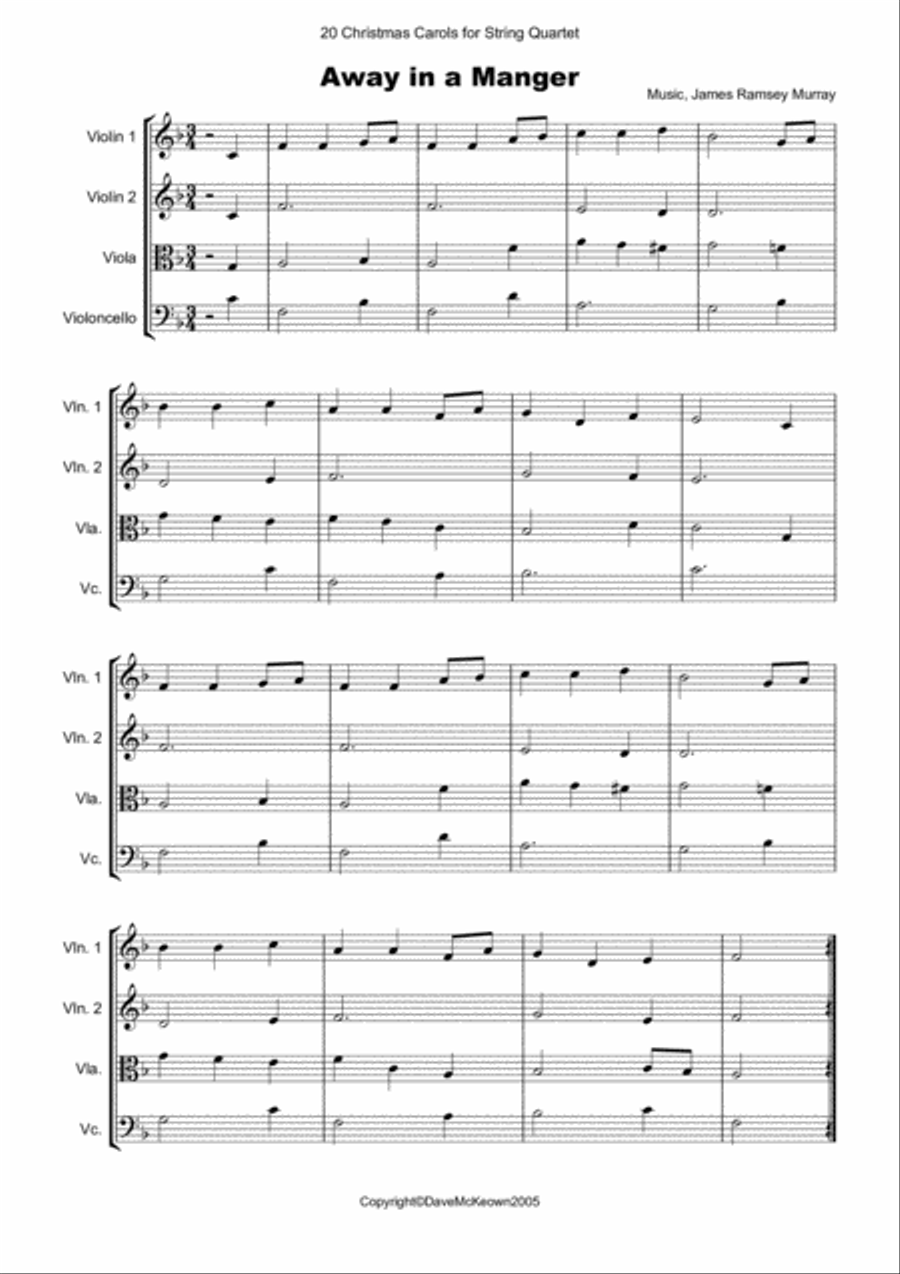 20 Favourite Christmas Carols for String Quartet String Quartet scores gallery preview page 2