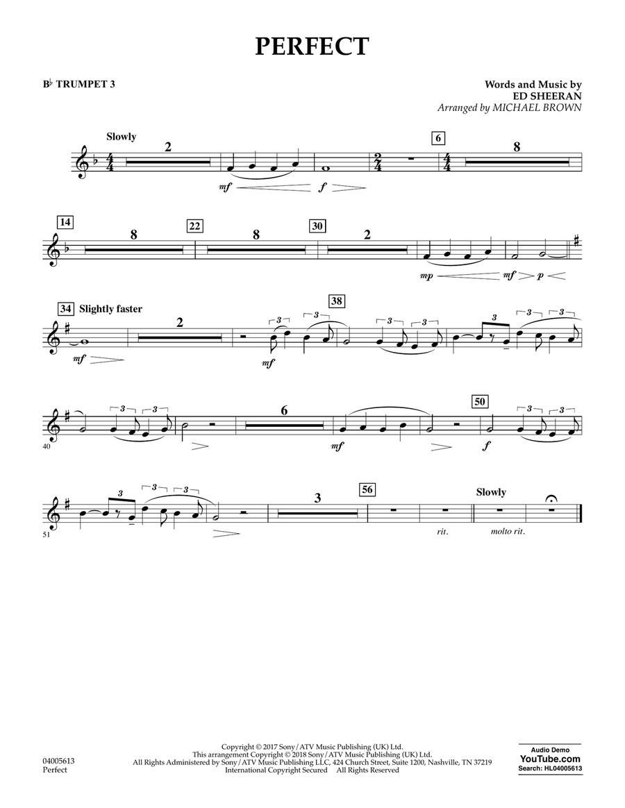 Perfect (arr. Michael Brown) - Bb Trumpet 3