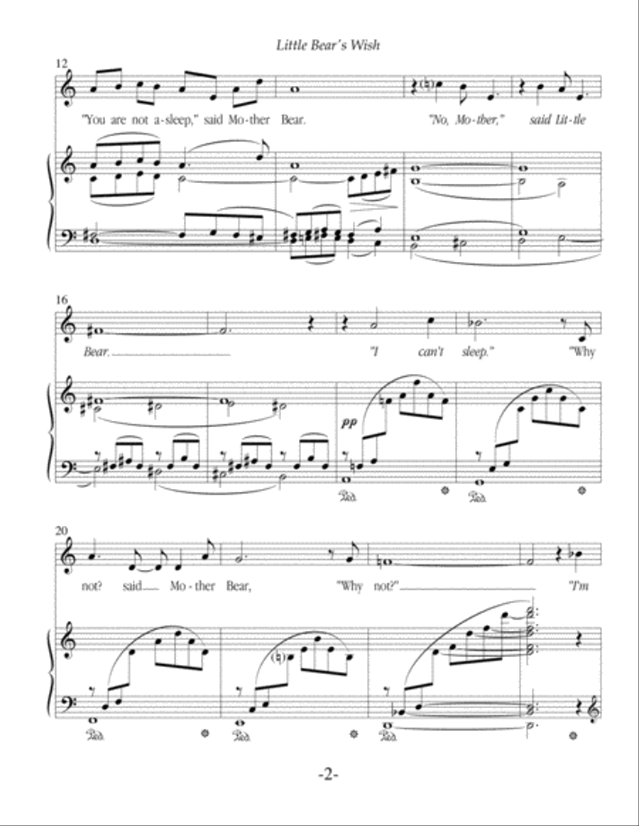 Little Bear's Wish, for voice and piano (or voice and string quartet) Piano, Vocal, Guitar scores gallery preview page 2