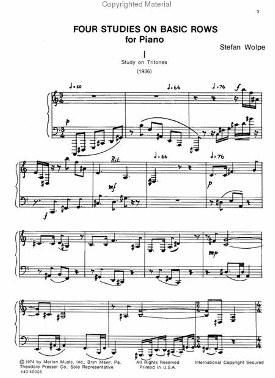 Four Studies On Basic Rows Chamber Music scores gallery preview page 2