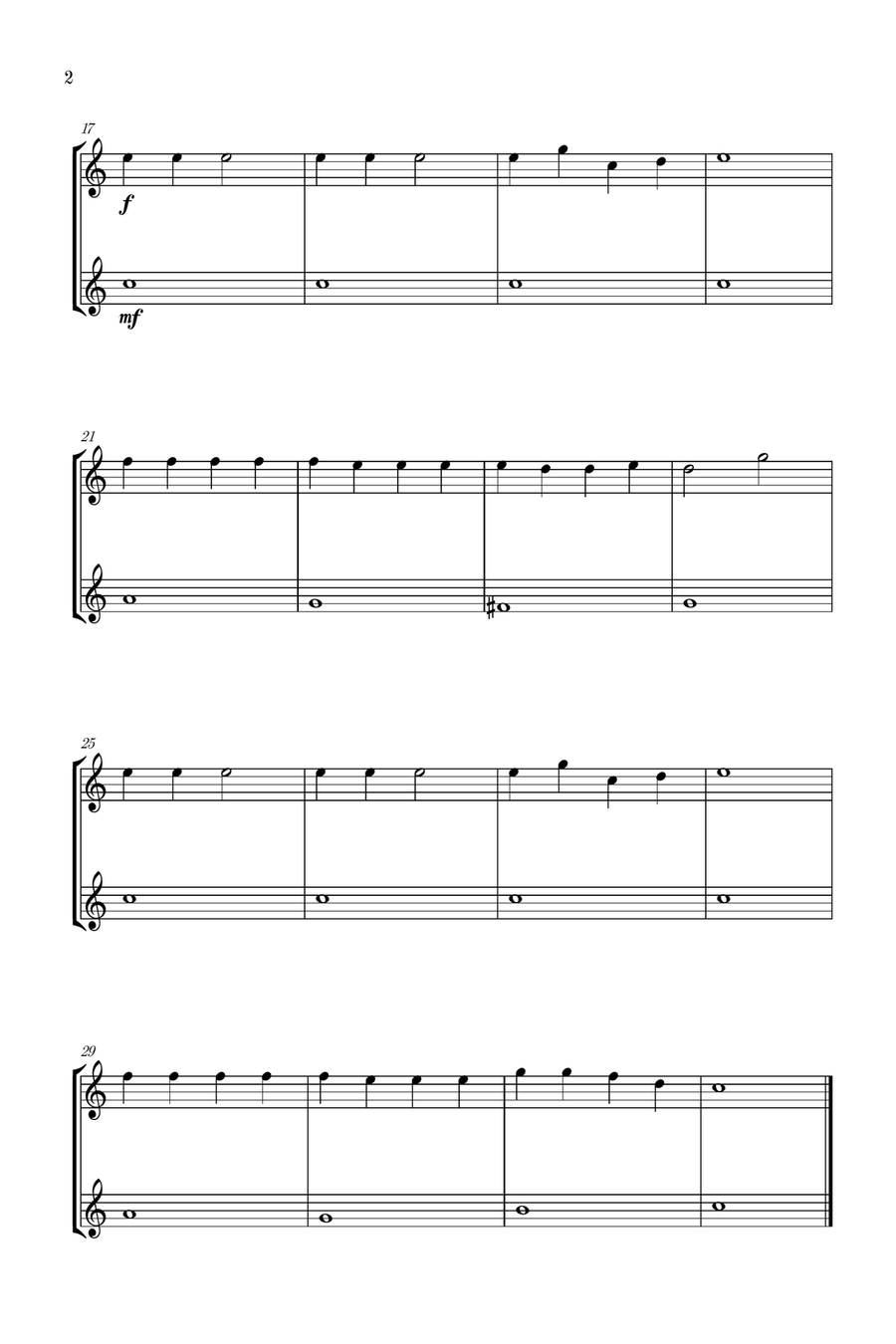 Jingle Bells | Pierpont | Christmas song | clarinet duet | easy | Bb Major Clarinet Duet scores gallery preview page 2