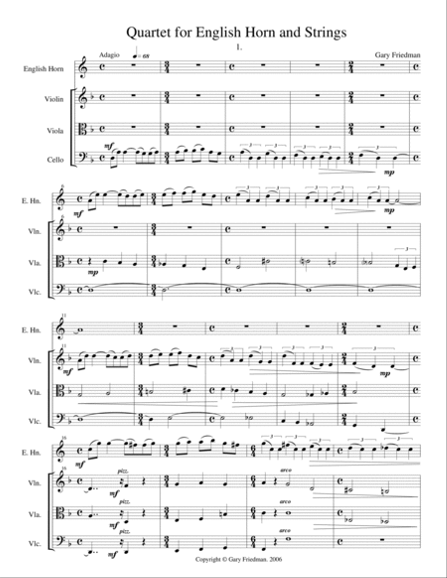 Quartet for English Horn and Strings Piano Quartet scores gallery preview page 2