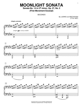 Book cover for Piano Sonata No. 14 In C# Minor (Moonlight) Op. 27, No. 2 First Movement Theme