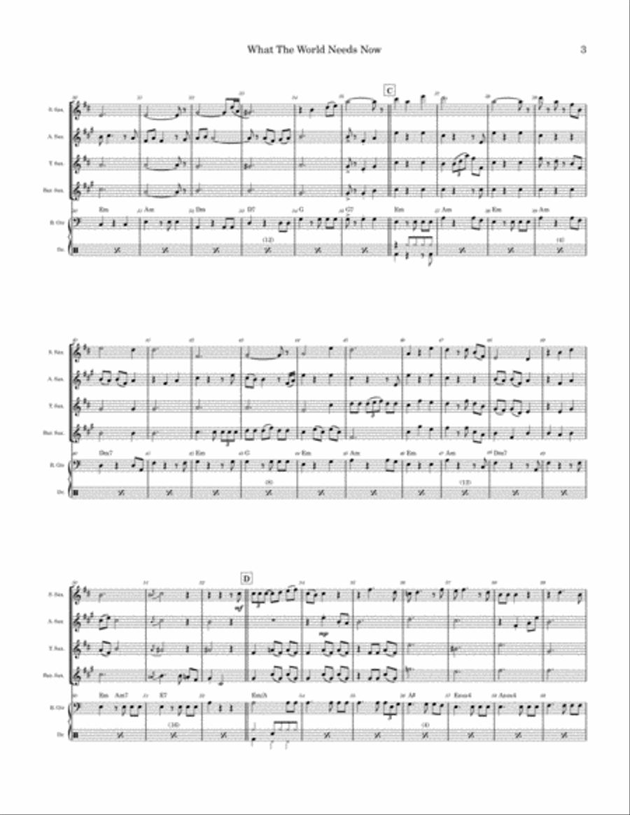 What The World Needs Now Is Love Saxophone Quartet scores gallery preview page 3