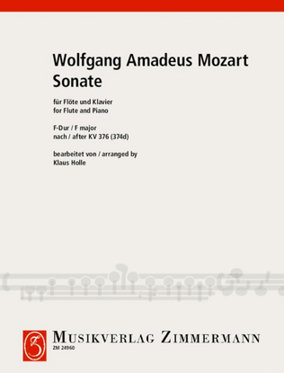 Book cover for Sonata F major KV 376 (374d)