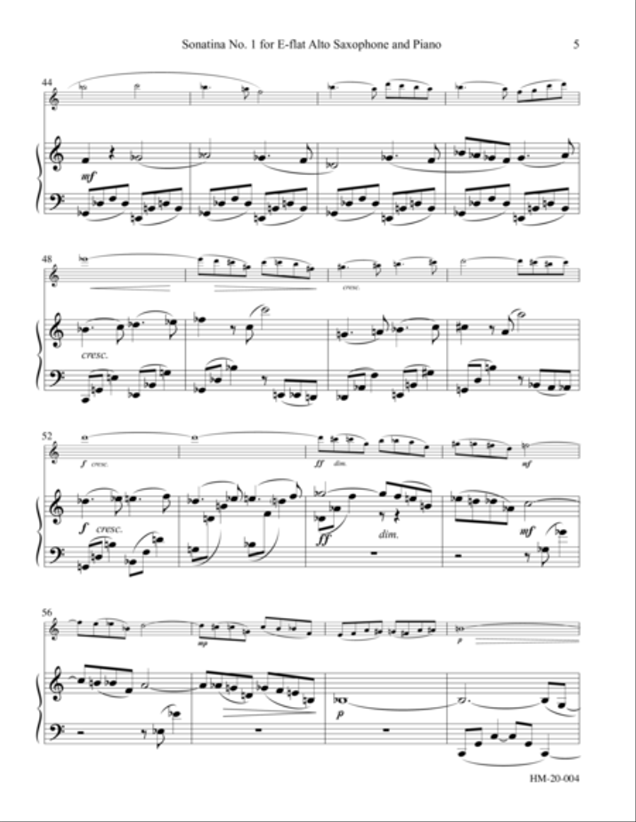 Sonatina No. 1 for Alto Saxophone and Piano Woodwind Duet scores gallery preview page 5