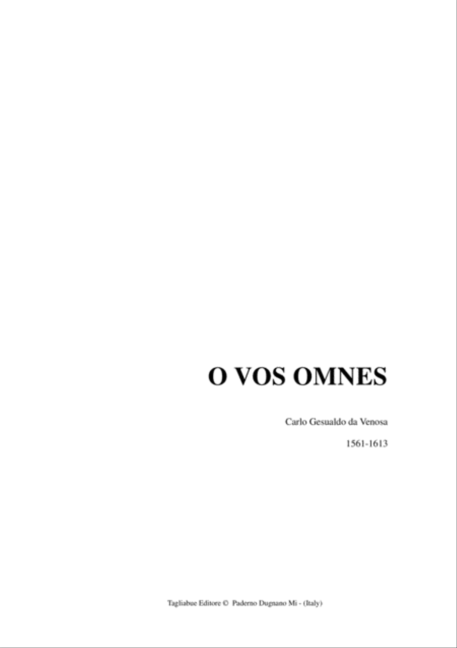 O VOS OMNES - Gesualdo da Venosa - For SATTB Choir SATTB scores gallery preview page 1