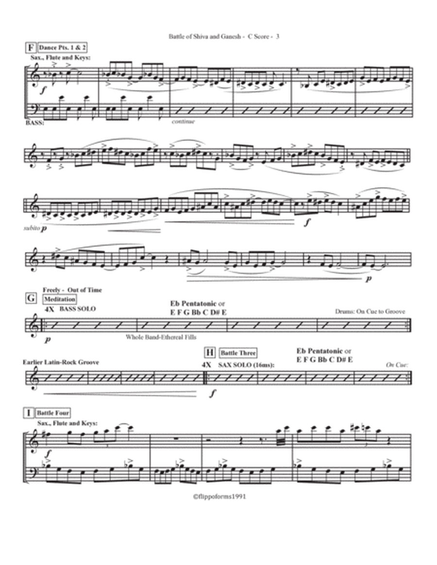 BATTLE OF SHIVA AND GANESH - The Flippomusic Series - Indo-Jazz Fusion - Full Score, Key, Flute, Bb image number null