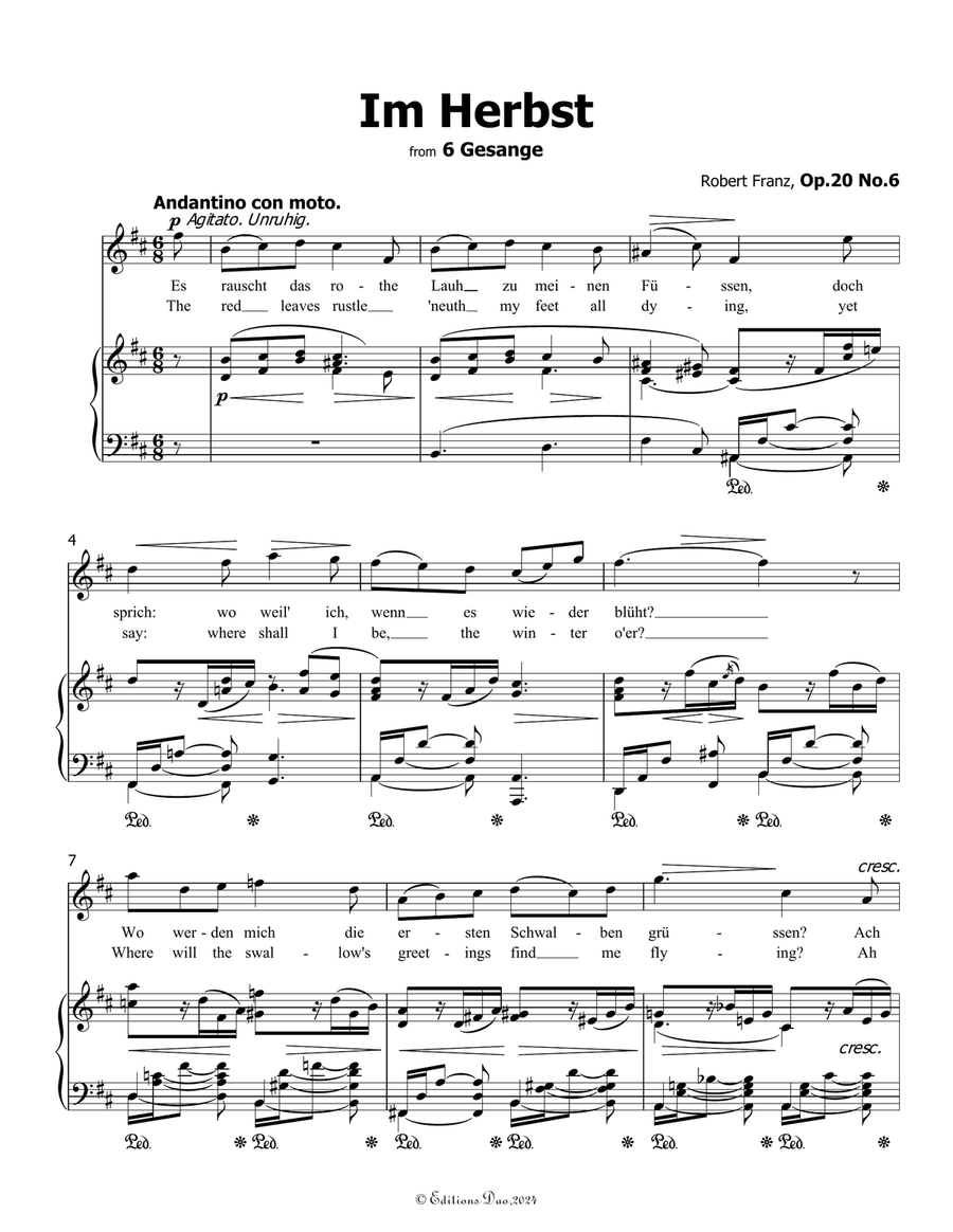 Im Herbst, by Robert Franz, in b minor Voice scores gallery preview page 3