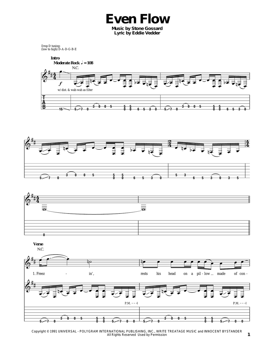Even Flow Acoustic Guitar scores gallery preview page 1