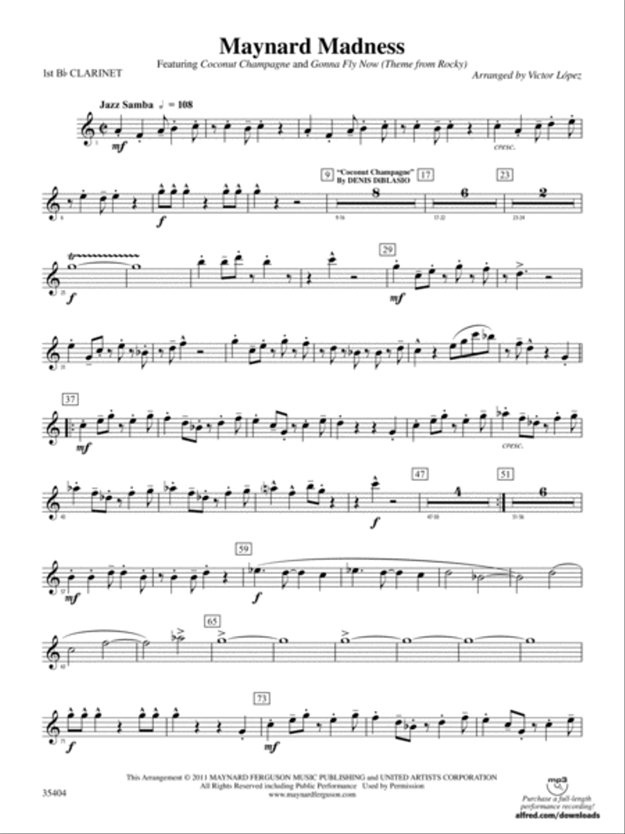 Maynard Madness: 1st B-flat Clarinet Concert Band scores gallery preview page 1