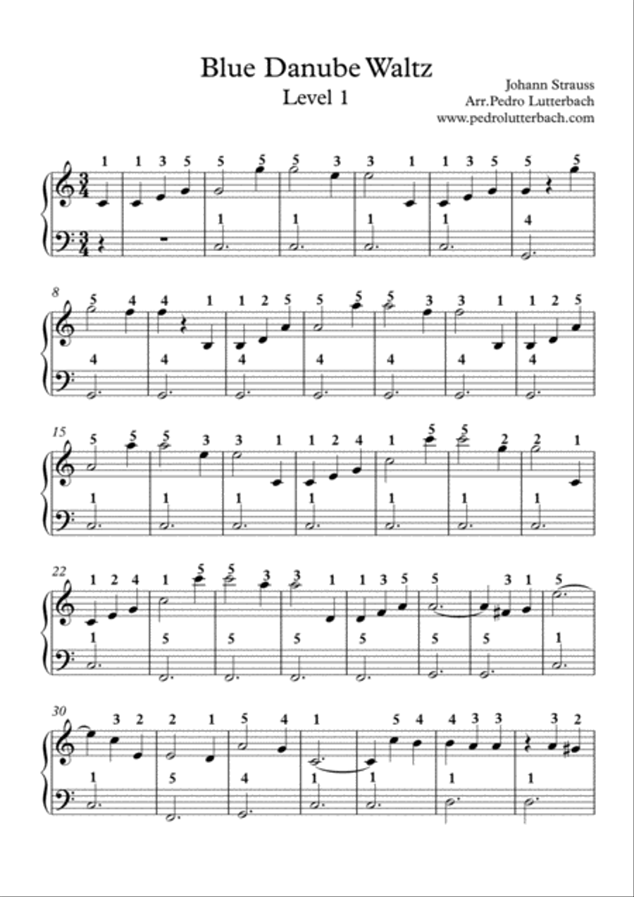 Blue Danube Waltz - Strauss Easy Piano scores gallery preview page 1