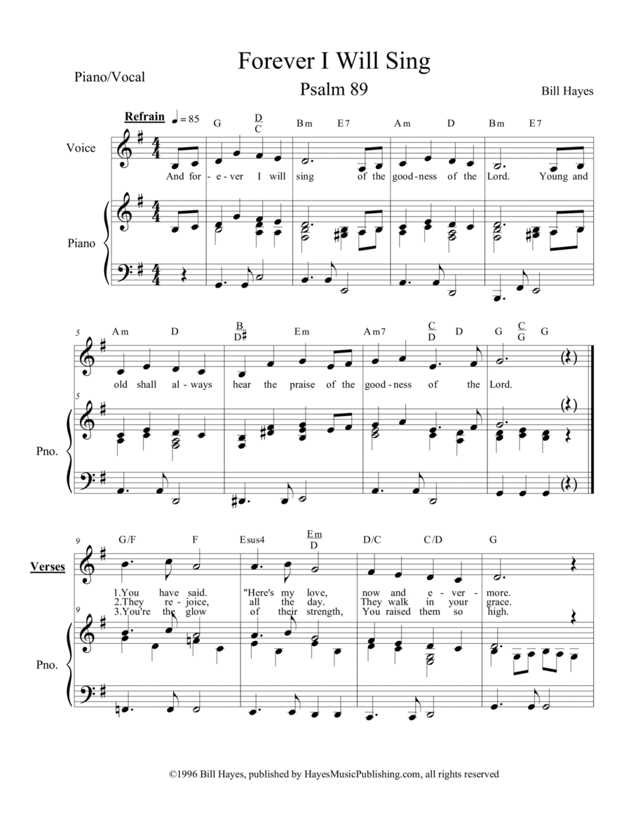 Psalm 89: Forever I Will Sing (song - piano/vocal Voice scores gallery preview page 1