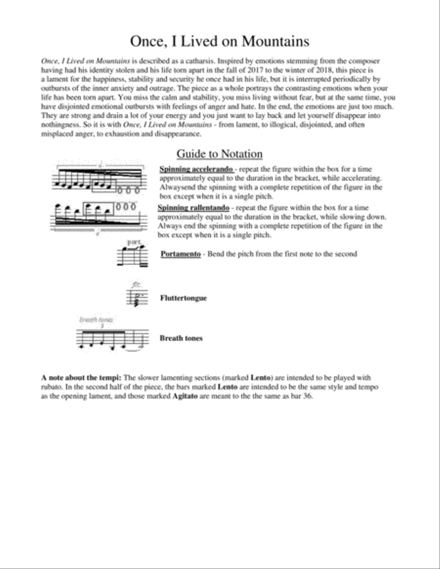 Once, I Lived on Mountains Flute Solo scores gallery preview page 1