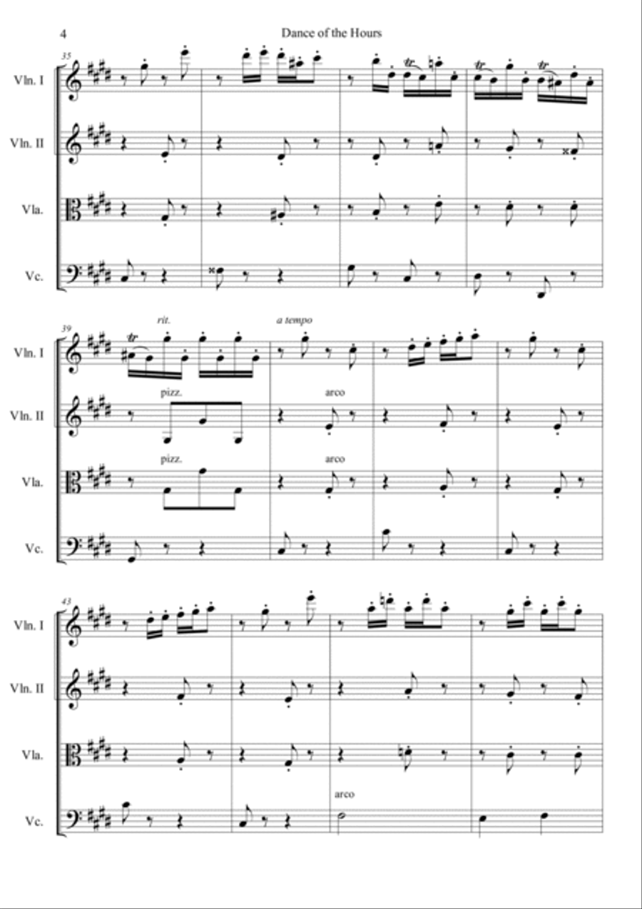 Dance of the Hours Dance of the Hours String Quartet scores gallery preview page 4