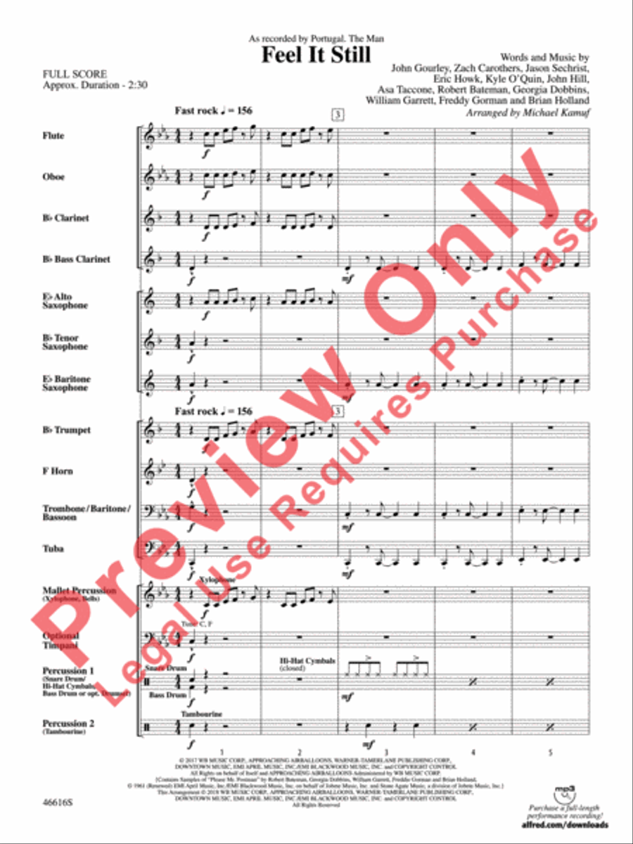 Feel It Still Feel It Still Concert Band scores gallery preview page 4