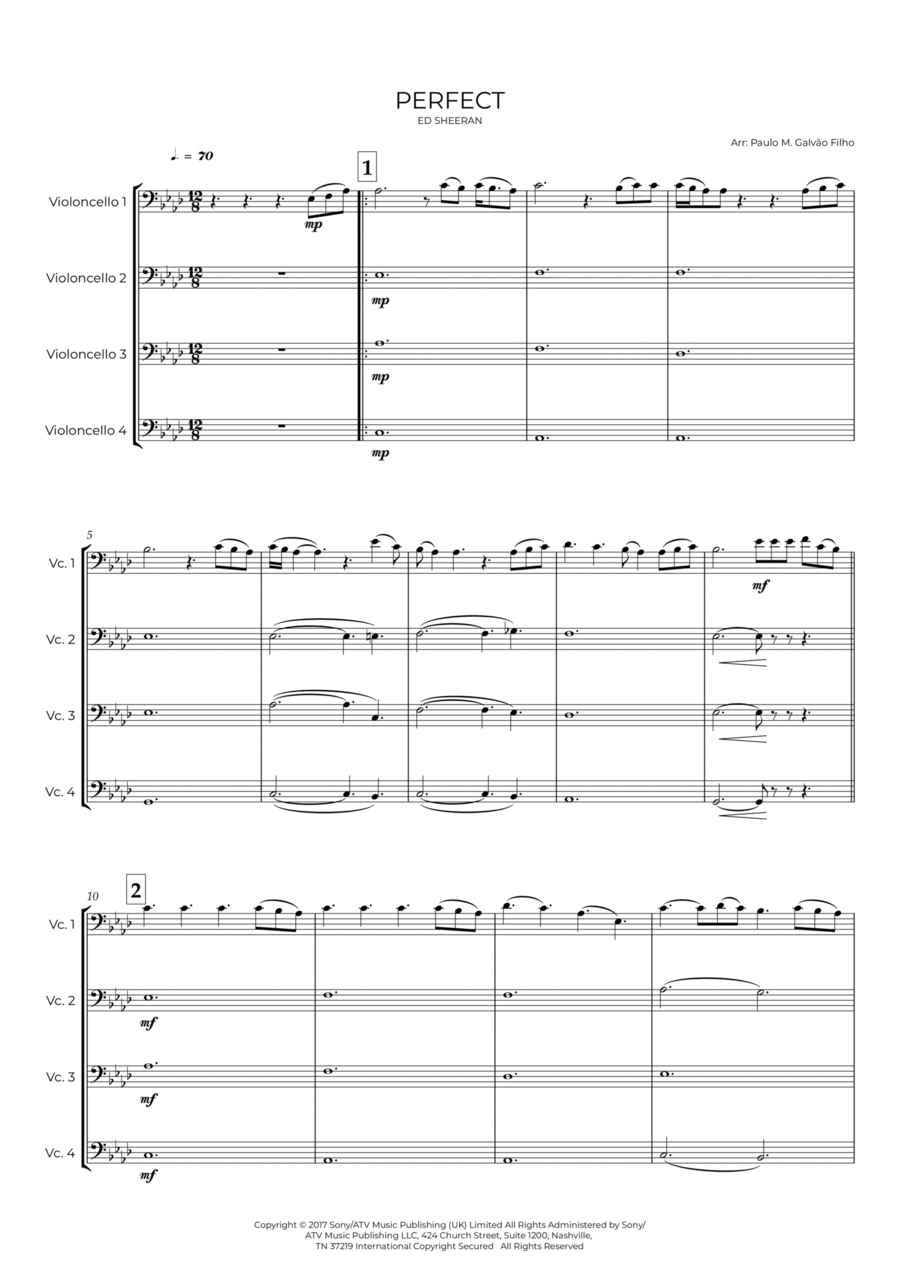 Perfect Perfect Cello Solo scores gallery preview page 1