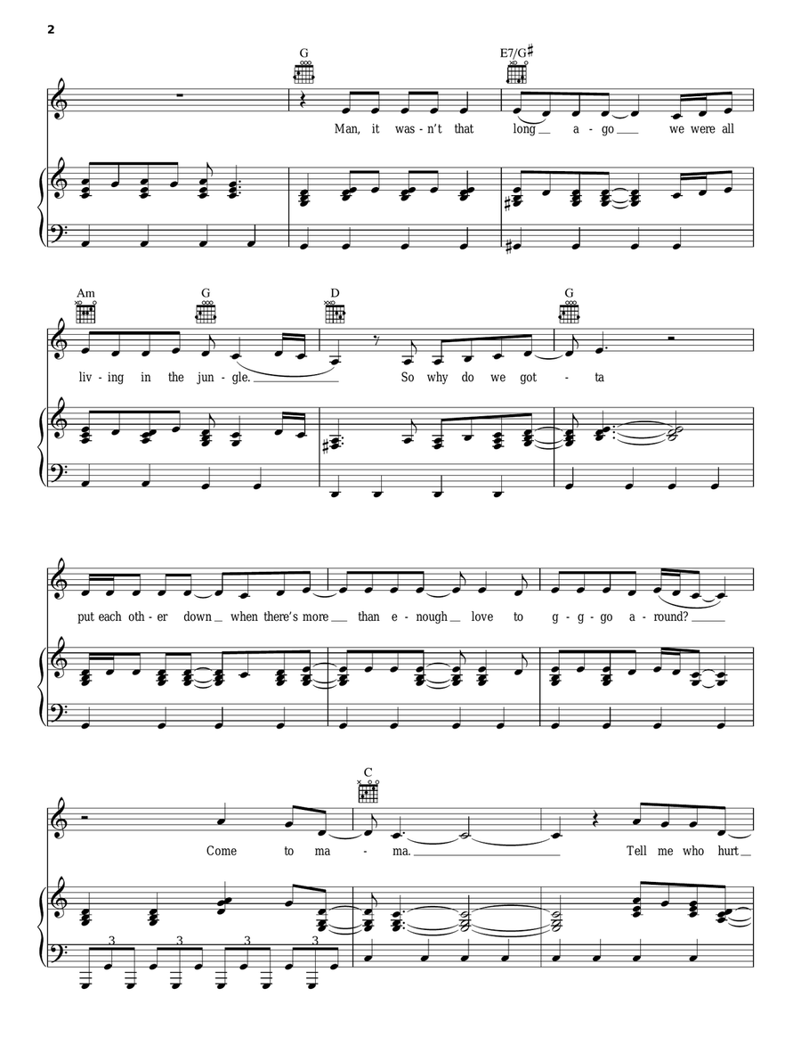Come To Mama Come To Mama Piano, Vocal, Guitar scores gallery preview page 2
