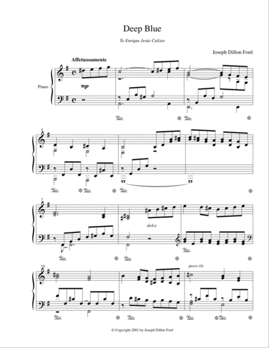 Deep Blue for piano solo Piano Solo scores gallery preview page 1
