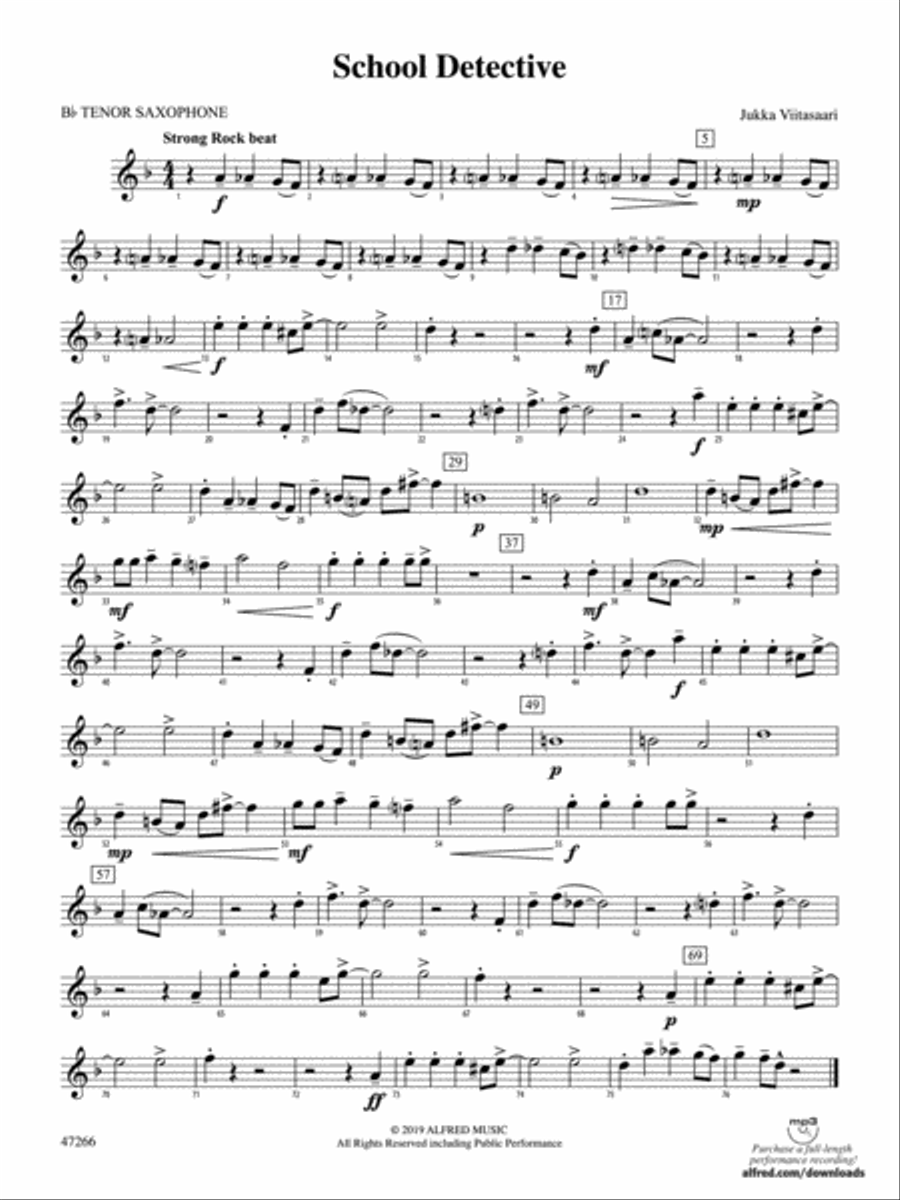 School Detective: B-flat Tenor Saxophone Concert Band scores gallery preview page 1