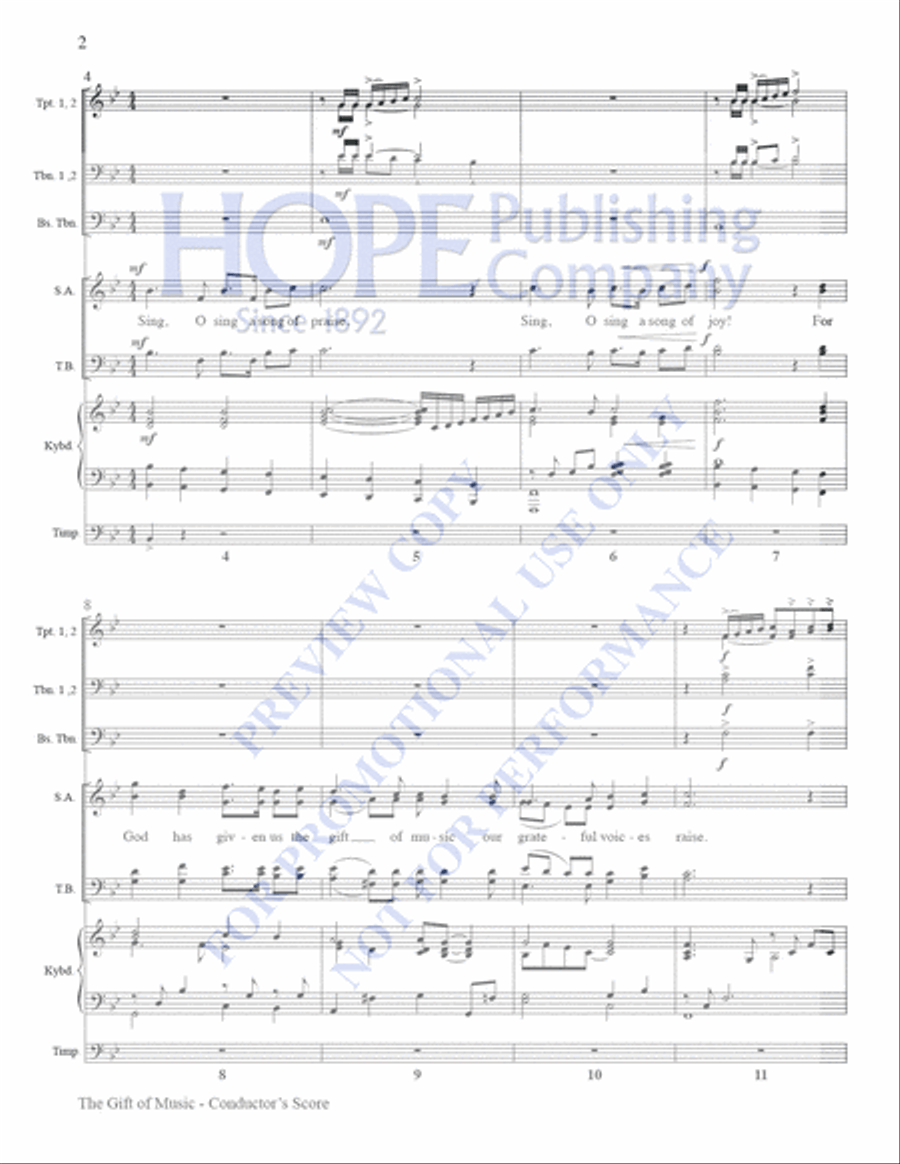 Gift of Music, The- Brass Parts: Conductor's Score: 2 B-flat Trumpets, 3 Trombon Choir scores gallery preview page 4