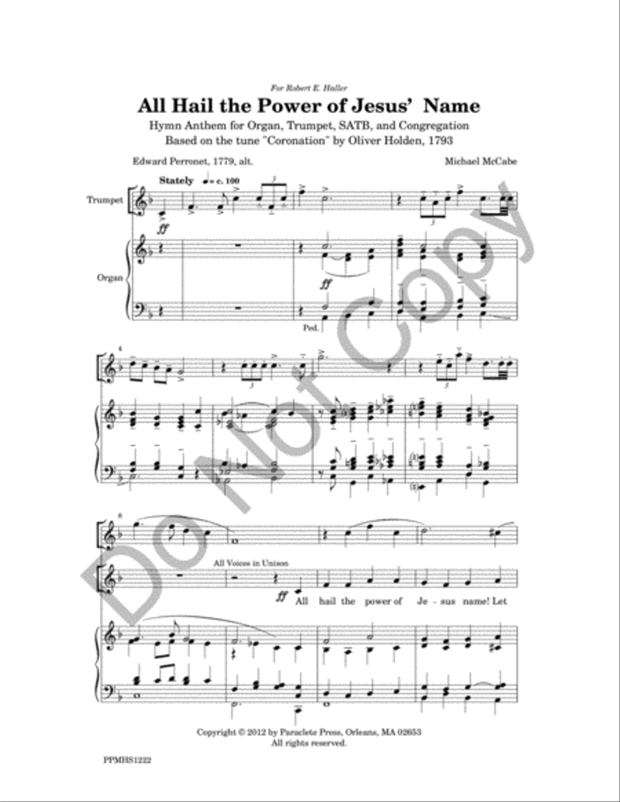 All Hail the Power of Jesus' Name 4-Part scores gallery preview page 2