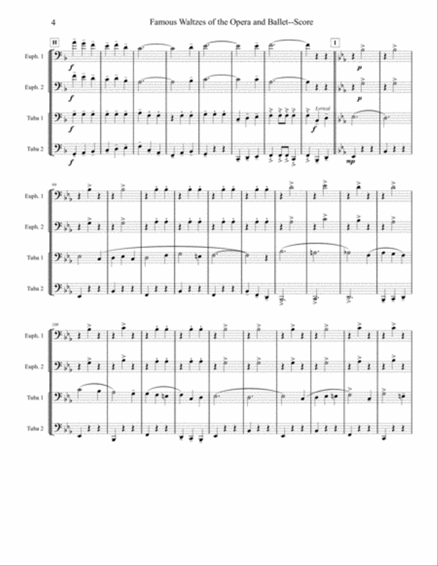 Famous Waltzes of the Opera and Ballet - Tuba/Euphonium Quartet Brass Ensemble scores gallery preview page 4