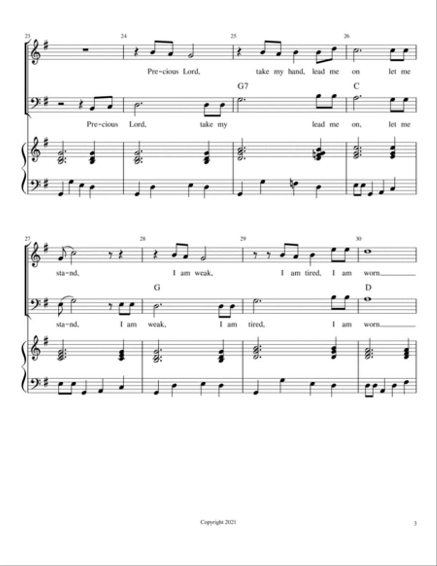 Precious Lord, Take My Hand Piano, Vocal, Guitar scores gallery preview page 3