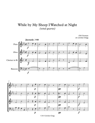 Book cover for While by My Sheep I Watched at Night (wind quartet)