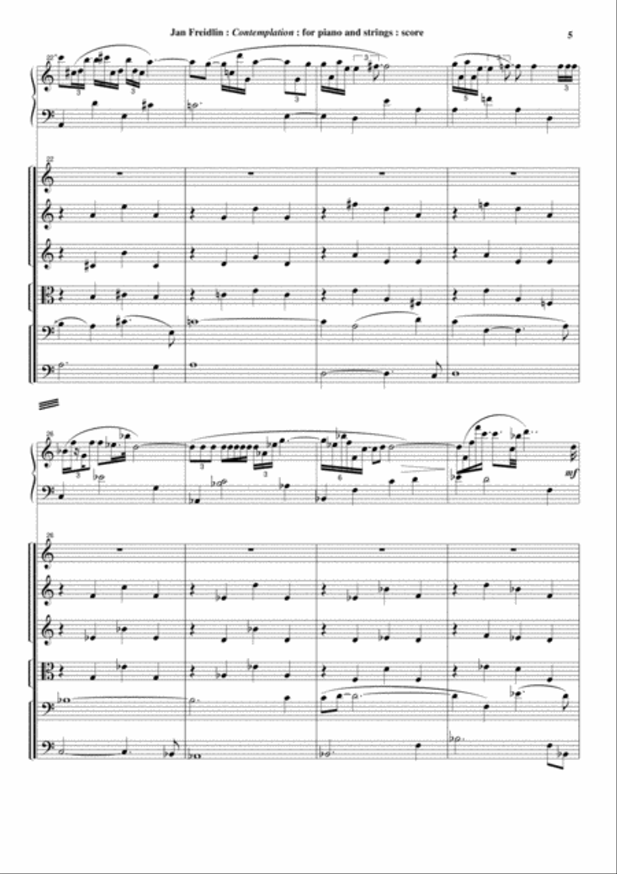 Jan Freidlin: Centemplation for piano and string orchestra, score only Chamber Orchestra scores gallery preview page 5