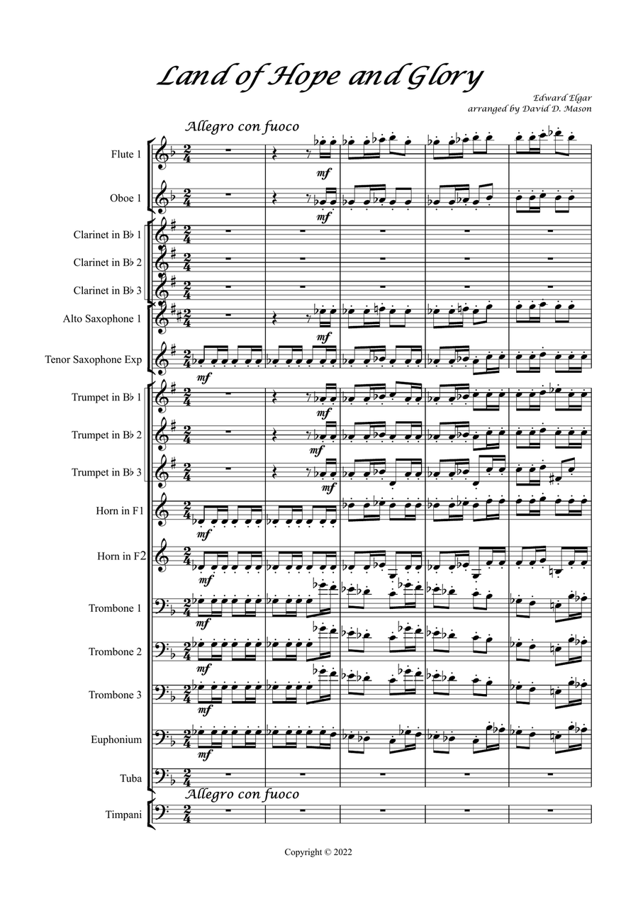 Land of Hope and Glory Concert Band scores gallery preview page 2