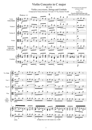 Book cover for Vivaldi - Violin Concerto in C major RV 170 for Violin, Strings and Cembalo