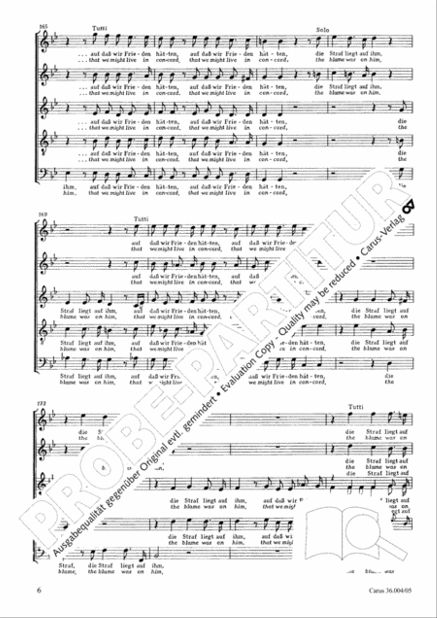 Behold, he carried all our sorrows (Furwahr, er trug unsere Krankheit) SSATB scores gallery preview page 7