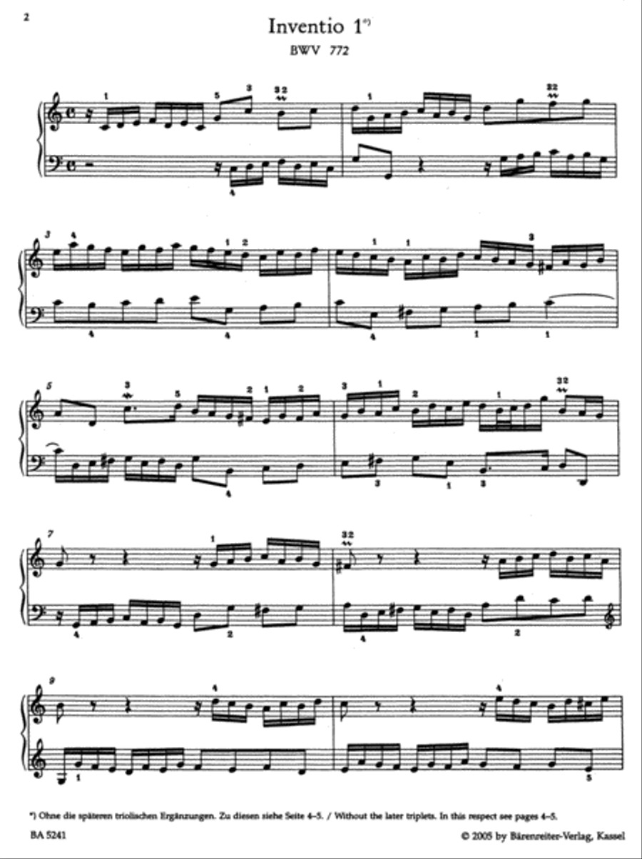 Inventions and Sinfonias BWV 772-801 Harpsichord scores gallery preview page 2
