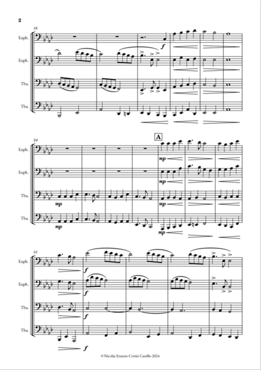 17 Christmas Carols for Tuba Quartet Tuba Quartet scores gallery preview page 3
