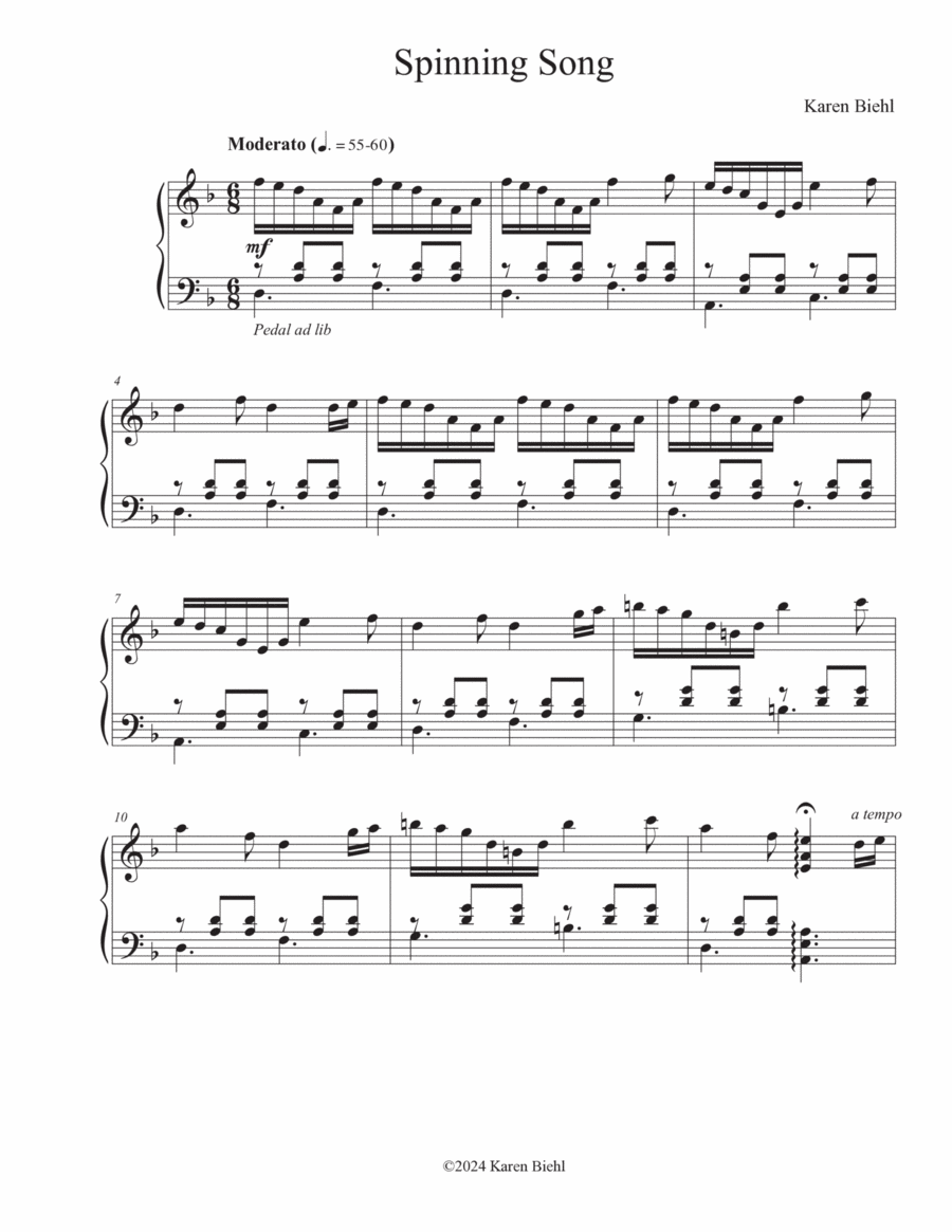 Spinning Song Piano Solo - Digital Sheet Music