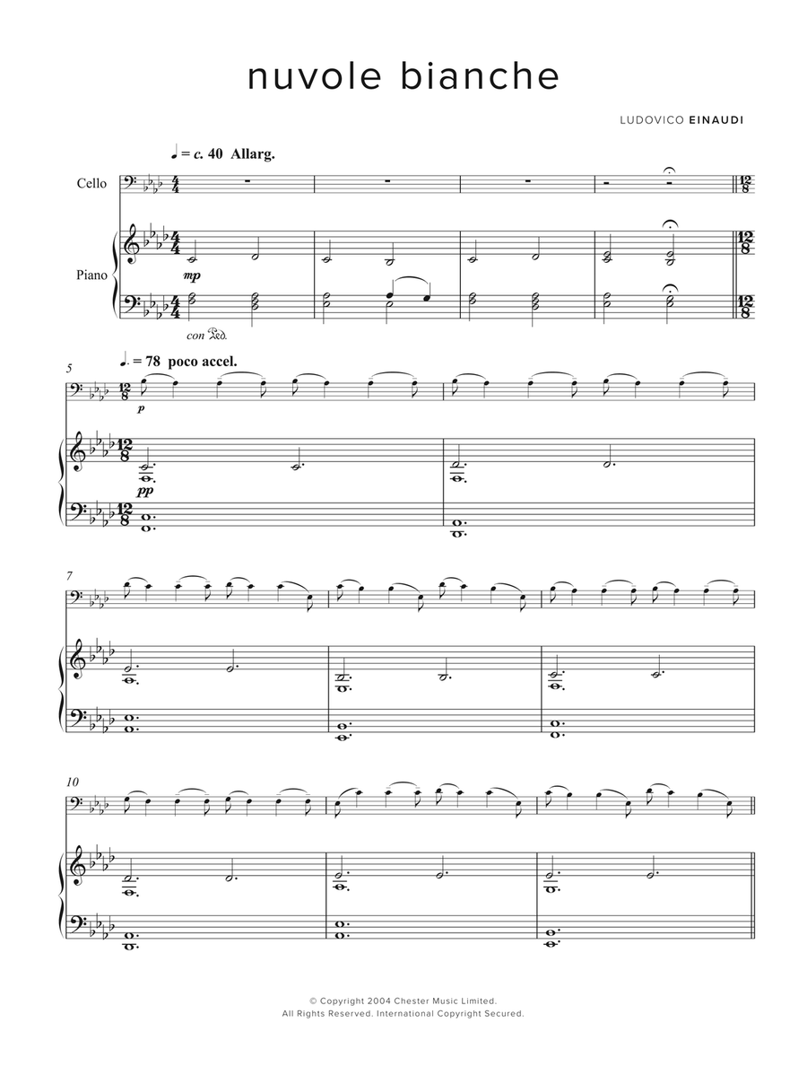 Nuvole Bianche Cello Solo scores gallery preview page 1