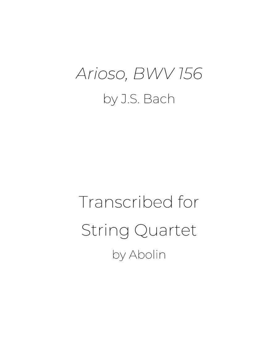 Bach: Arioso, BWV 156 - String Quartet String Quartet scores gallery preview page 1