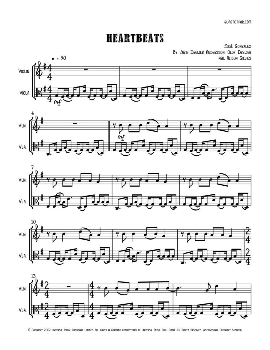 Heartbeats String Duet scores gallery preview page 1