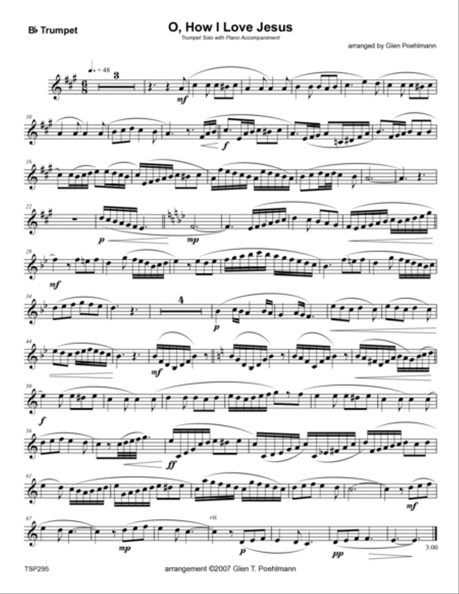O HOW I LOVE JESUS - TRUMPET SOLO (Grade 4-) with Piano Accompaniment Trumpet Solo scores gallery preview page 6