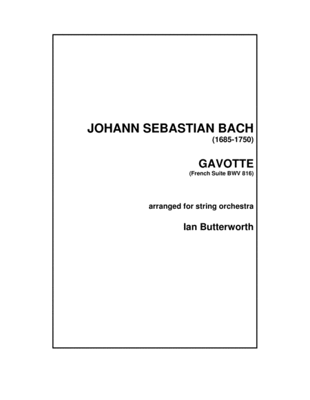 J.S.BACH Gavotte (French Suite in G BWV 816) for string orchestra image number null