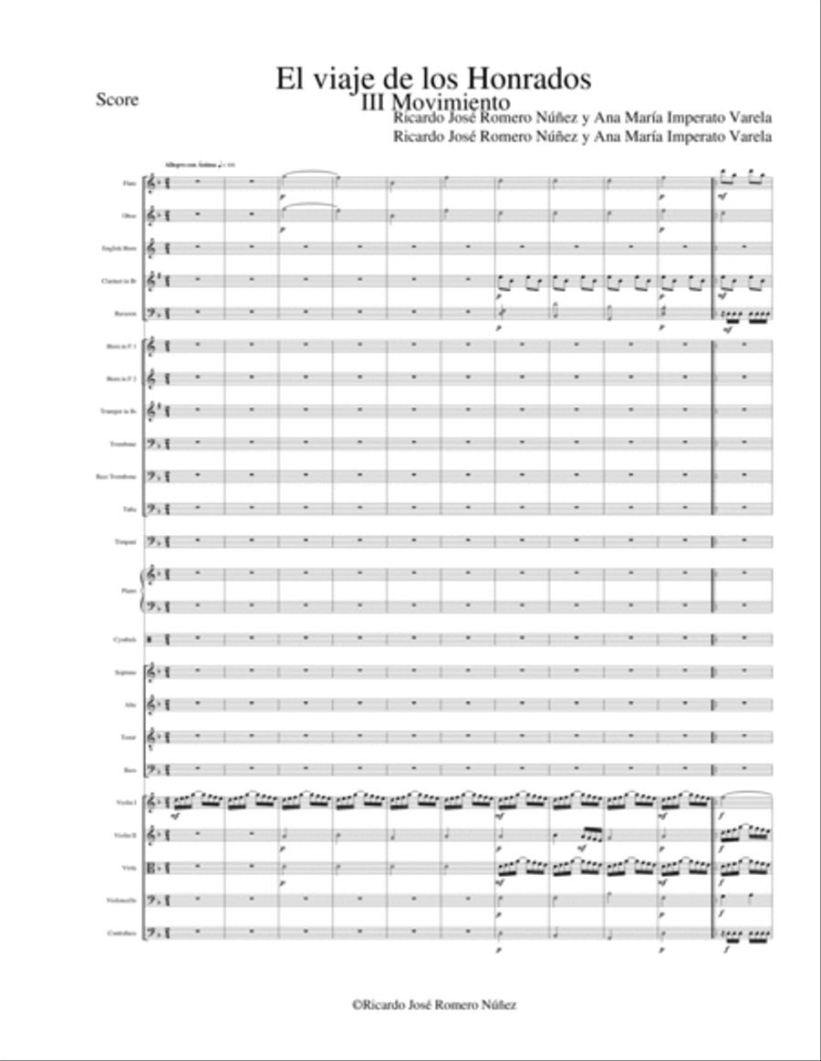 El viaje de los Honrados III movimiento. Full Orchestra scores gallery preview page 1