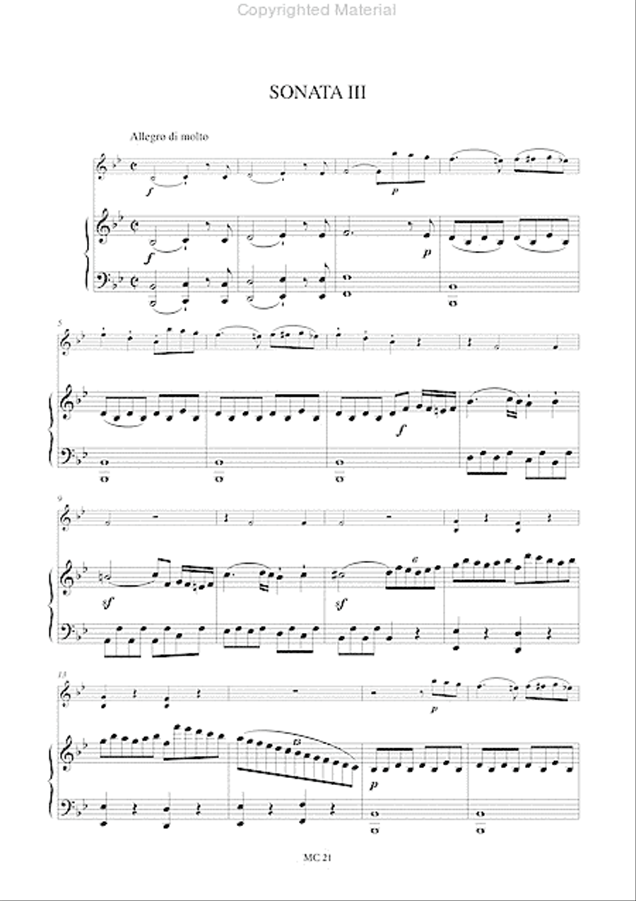 3 Sonatas Op. 15 for Piano and Violin Violin Solo scores gallery preview page 4