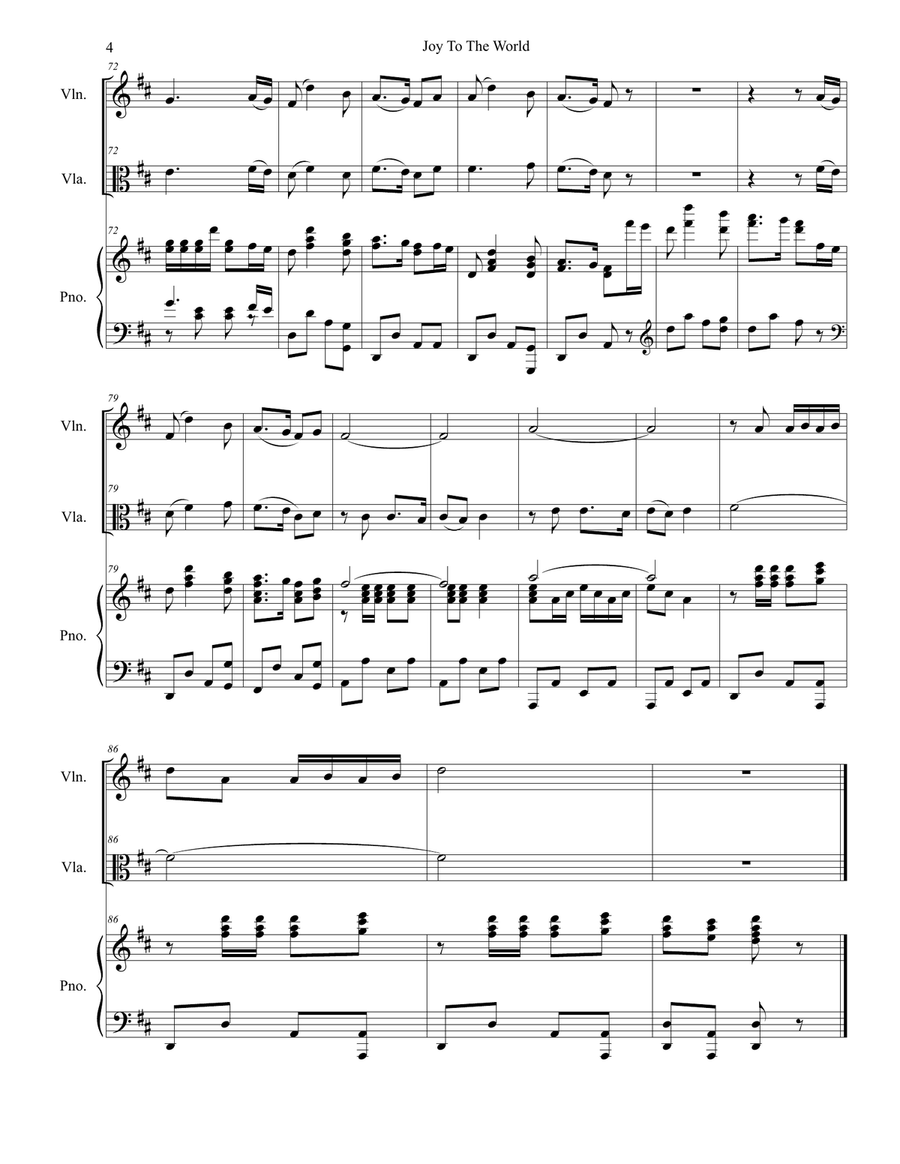 Joy To The World (Duet for Violin and Viola) String Duet scores gallery preview page 5