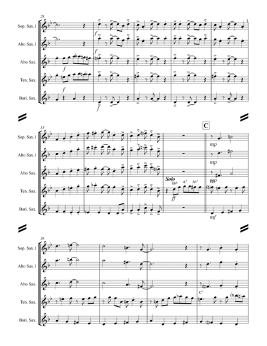Sweet Georgia Brown (for Saxophone Quartet) SATB or AATB Saxophone Quartet scores gallery preview page 4