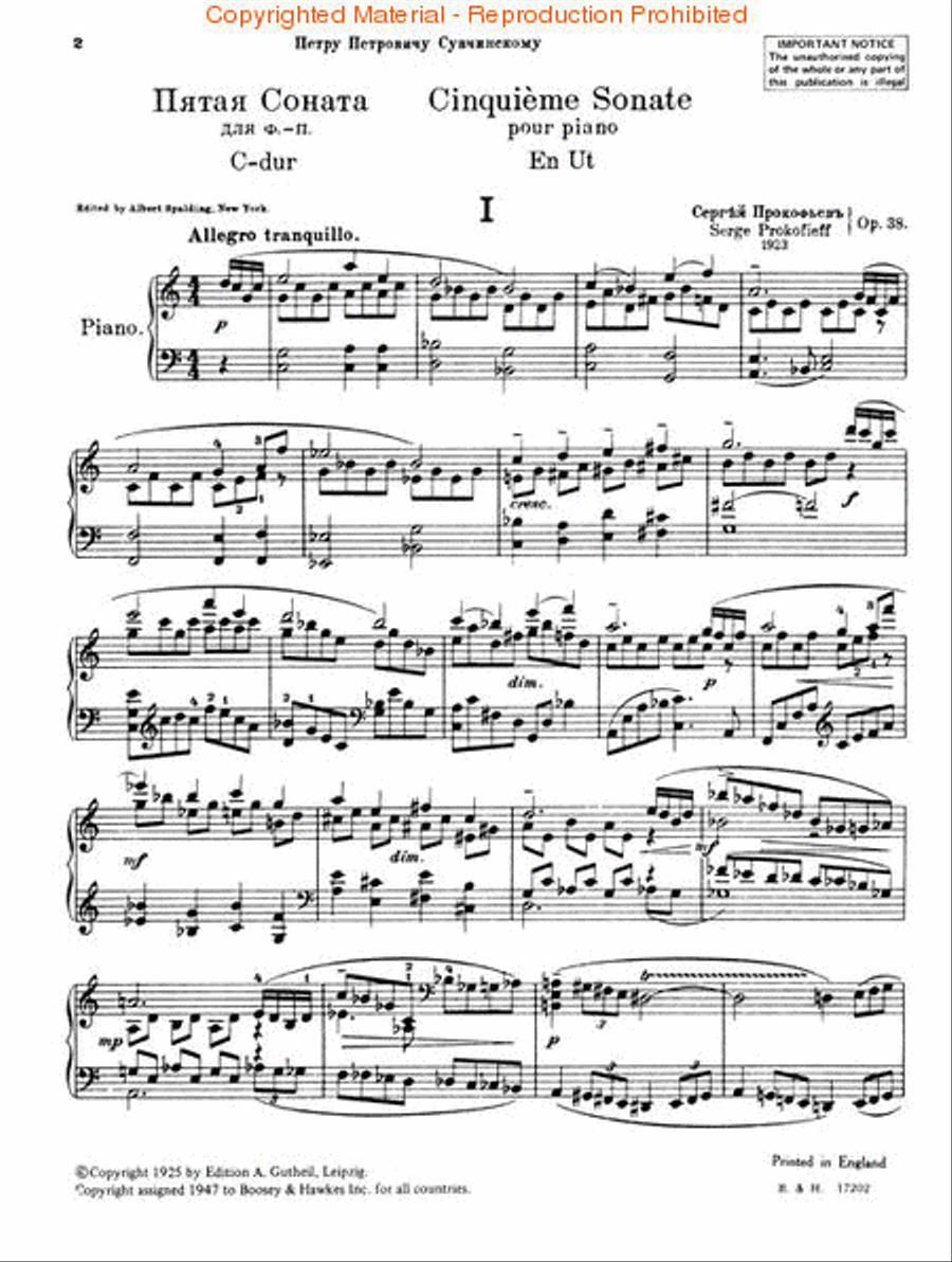 Piano Sonata No. 5, Op. 38 Piano Sonata No. 5, Op. 38 Piano Solo scores gallery preview page 2