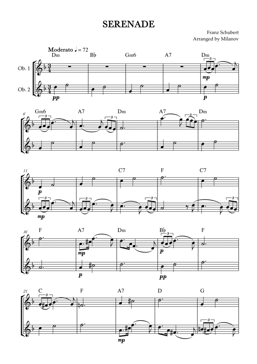 Serenade | Schubert | Oboe duet | Chords image number null