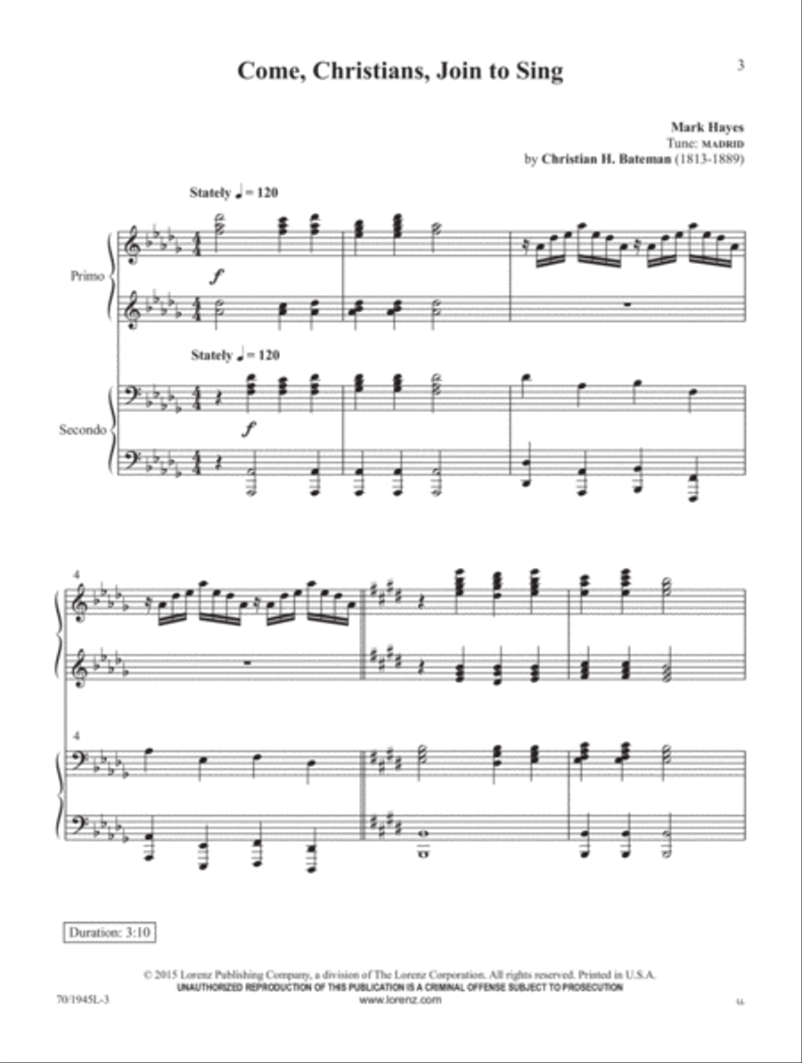 Come, Christians, Join to Play! Piano Duet scores gallery preview page 3