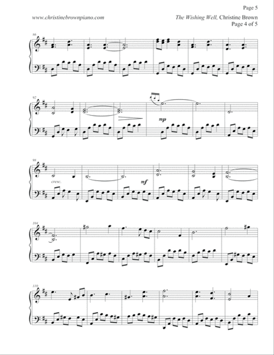 Solo Piano - THE WISHING WELL Songbook - Christine Brown