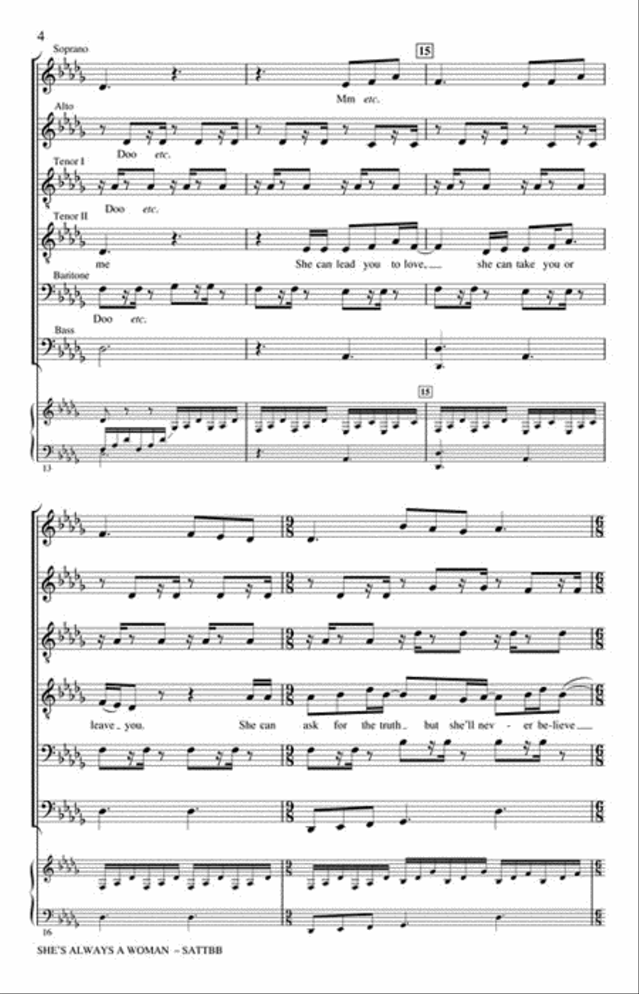 She's Always a Woman A Cappella scores gallery preview page 2